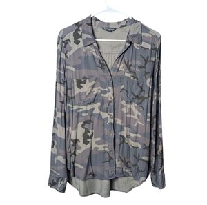 Rock & Republic Button Up Camo Camouflage Long Sleeve Shirt Women's M EUC